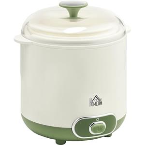 HOMCOM Yogurtiera 20W da 1.5L per 3-5 Persone con 2 Vasetti e Colino Incluso, Macchinario per Yogurt in Plastica, 19.5x17.5x21.4 cm, Bianca