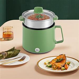 Aohuada Pentola antiaderente portatile da 1,7 l, multicooker elettrico con doppio controllo di potenza per Stir Fry, bistecca, pasta, stufa ramen, dormitorio verde