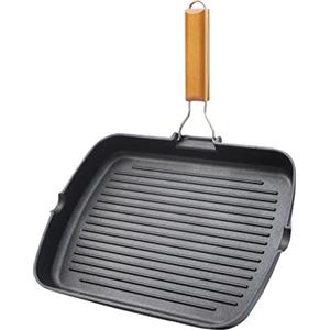 MAURY'S GRANDI MAGAZZINI ITALIANI DAL 19 Maury's Bistecchiera In Alluminio Pressofuso Antiaderente Con Manico In Legno 36 x 26 cm