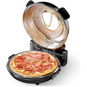 Wiltec Forno pizza elettrico Ø32cm max 400°, con pietra refrattaria, vetro di controllo e timer