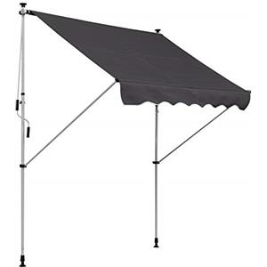Outsunny Tenda da Sole a Rullo 2x1.5m per Esterno con Manovella e Telaio Telescopico Regolabile, Colore Grigio