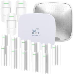 RVT SECURITY kit Allarme wireless con centrale Hub (2G), 8 contatti magnetici, telecomando, 5 rilevatore volumetrico PIR, sirena est, sirena int. Ideale per casa e ufficio gestibile tramite App 4JAX