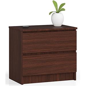 AKORD | Cassettiera K60 a 2 Cassetti | Moderna Mobiletto per Soggiorno Sala da Pranzo Camera da Letto Corridoio Bagno | Armadio Cameretta | 60x55x40 cm | Wenge