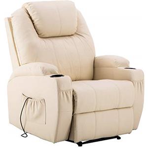 MCombo M MCommbo Poltrona relax elettrica Poltrona massaggiante Poltrona TV Funzione reclinabile Riscaldamento a vibrazione Nuovo modello 7061 (finta pelle, Bianco)