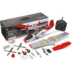WANENGEDIY Aereo telecomandato per adulti, XK A280 P-51 3D/6G 2.4G 4CH Brushless 560 mm apertura alare EPP Ala fissa RC modello con sgancio rapido, aereo RC per adulti Beg (RTF)
