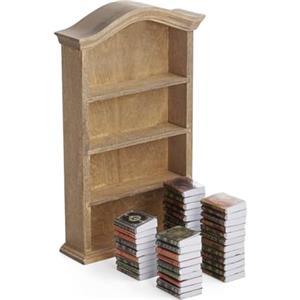 Odoria Casa delle Bambole Libreria e Libri: 43 Pezzi 1/12 Scala Miniatura Libro Scaffale con Quaderno Carta per Biblioteca Ufficio Scuola Vintage Vittoriano - Mini Mobili Legno Antico Retrò