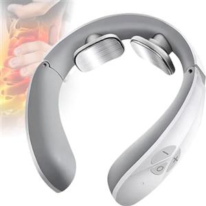 BAKAJI Massaggiatore Cervicale Elettrico Riscaldante Portatile con 12 Tipi di Massaggio, Massaggi per Collo, Schiena, Allevia la Pressione, Tecnologia Avanzata di Benessere, Ricarica USB