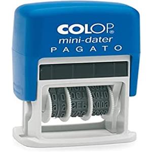 COLOP Timbro Mini Dater S160/L1 Autoinchiostrante con Testo PAGATO - Caratteri 4 mm, Fusto in ABS