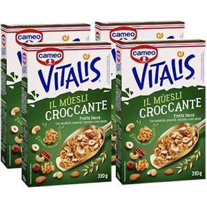 CAIYA 4X Cameo Vitalis il Muesli Croccante Frutta Secca con Mandorle Anacardi Nocciole e Noci Pecan 310g [4 Confezioni]