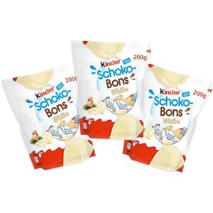 CAIYA 3X Kinder Schoko-Bons White Ovetti con Copertura di Cioccolato Bianco e Ripieno Cremoso al Latte e Nocciole 200g (2024)