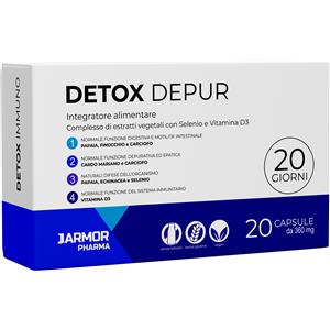 J.ARMOR Detox Depur - 20 Capsule Concentrate per Drenaggio Naturale e Depurazione di Fegato e Intestino con Cardo Mariano, Carciofo e Vitamina D3