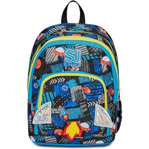 Seven SJ Gang Zaino Scuola Advanced, Blu, Go to Space, Zaino Doppio Scomparto Con Tasca Porta PC o Tablet, Tasca Porta Borraccia e Organizer, Zaino Scuola Elementare, Zaino Bambino