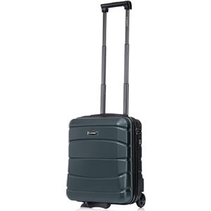 R.Leone Valigia da 1 Fino a Set 4 Trolley Rigido grande, medio, bagaglio a mano 55x40x23 cm Wizz, ITA Airways e bagaglio 45x36x20 cm EasyJet in ABS 8001 (Verde Scuro, XS Bagaglio 45x36x20cm 2Ruota)