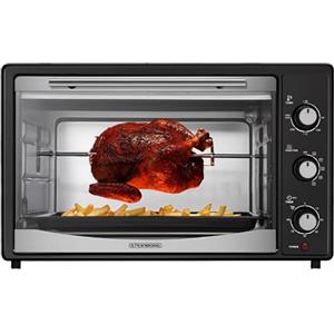Steinborg Mini forno elettrico, 45 l, con calore girevole e girarrosto, mini forno a convezione, girarrosto, 1800 W, forno per pizza, forno per pizza, con illuminazione interna, piano cottura e