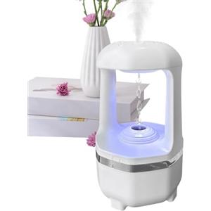 Generic Umidificatore A Riflusso Con Design A Goccia D'acqua - Diffusore Di Aromi A Fresca Ad Ultrasuoni | Funzione Di Luce LED, Effetto Cascata Tranquilla, Ideale Per Casa E Ufficio, Purificazione