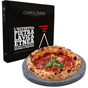 CUORE LAVICO - PIASTRA REFRATTARIA IN PIETRA LAVICA ETNEA TONDA PER PIZZA DIAMETRO 35 SP. 2 CM | FORNO A GAS, ELETTRICO E BARBECUE PER PANE E PINZA - MADE IN ITALY