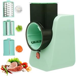 fkngcp Grate di formaggio elettrico, verdura elettrica, robot da cucina con 5 attaccamenti Multifunzionale vegetale insalata di insalata, fruit taglierina, spirale di formaggio elettrico