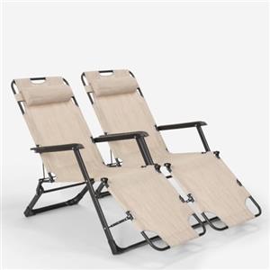 Produce Shop 2 Sedie Sdraio Spiaggia Giardino Pieghevole Multiposizione Emily Lux Zero Gravity - Beige