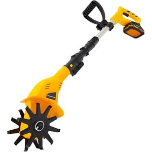 ARBGO Fresa per terreno a batteria, fresa elettrica manuale, fresa senza fili, profondità di lavorazione del terreno 10,5 cm, larghezza di lavorazione 25 cm, motozappa elettrica per giardino e prato