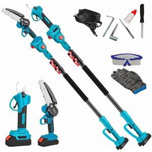 Dealix Kit Potatura Elettrico 3 in 1 con Asta Telescopica 2,5M, Forbici, Motosega 6", 2 Batterie, Attrezzi Giardinaggio,Cesoia,troncarami,Rami, Alberi, Giardino, Vigneti, Orti DEALIX