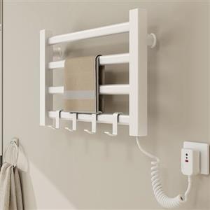 QJHSSM Scaldasalviette Termoarredo Elettrico da Bagno da Parete, Radiatore Elettrico Basso Consumo, Dimensioni 450x300 mm Sistemi di Sicurezza, Impermeabile IPX5-White