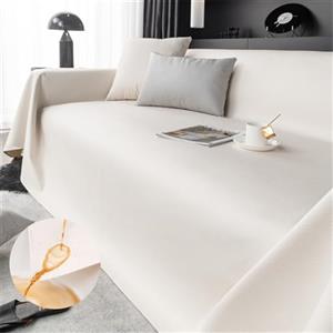 FANSU Telo Copridivano 1 2 3 4 Posti, Copriletto Matrimoniale Multiuso Copritutto Pelle Impermeabile Coperta Copridivano Antiscivolo Reversibile Coperta Decorativa per Divano (90x180cm,Bianco)