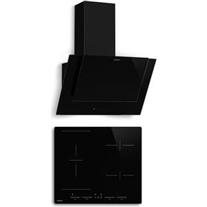 Klarstein HaloSync Piano Induzione con Cappa Integrata - 4 Zone, 8400W Boost, Touch Control, Timer, Blocco Bambini, ThermoRecall, Vetroceramica, 60cm, Cappa 631,6 m³/h, Classe A+++