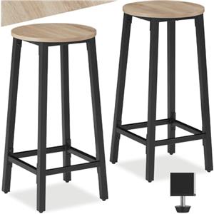 tectake® Set di 2 Sgabelli da Bar, Sgabelli Cucina con Estetica Industriale, Sgabello Supporti in Acciaio Verniciato, Pannello MDF, Piedi Regolabili - 32 x 66 cm - Legno industriale chiaro