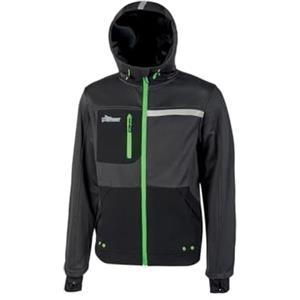 U-Power Felpa Galaxy XL - Nero/Verde, Morbida e Traspirante con Cerniera e Tasche