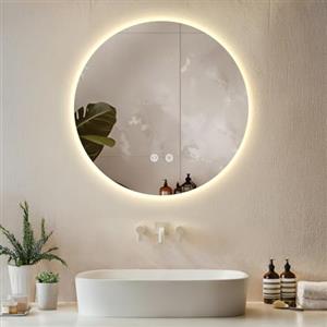 tectake® Specchio bagno a LED Clara, specchio da parete retroilluminato, specchiera bagno con luce, antiappannamento, led bagno, smart led mirror, colore 3000-6000K - Rotondo - 60 x 60 cm