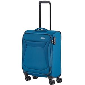 travelite 4 ruote valigia a mano a guscio morbido, dimensioni bagaglio a mano IATA; serie CHIOS, trolley con protezione bordi + funzione clip-on, 55 cm, 34 litri