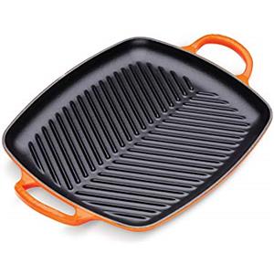 LE CREUSET Griglia Rettangolare Evolution 30x27 cm in Ghisa Vetrificata Arancio - Perfetta per Carne, Pesce e Verdure