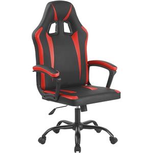 IlGruppone Sedia Gaming Adulto Professionale Similpelle Reclinabile con Braccioli Ufficio Regolabile in Altezza Pistone Gas Gamer Portata 150 kg - Rosso