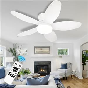 LASANYA 100cm Ventilatore da Soffitto con Luce, 6 Velocità Silenziose 3CCT | 5 Pale Ventilatore da Soffitto, Dimmerabile Luce LED, Telecomando, Timer, Reversibile, per Camera da Letto e Soggiorno