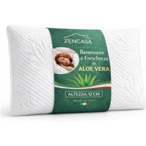 Zencasa, ordina il tuo spazio libera la 1 Cuscino Memory Foam in Aloe Vera - Cuscino Cervicale per Dormire 70x40x12 cm, Cuscino per Cervicale Made in Italy, Cuscino Antirussamento, Cuscino Letto in Memory Foam di Prima Scelta