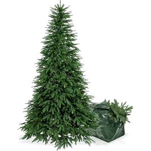 BOP Albero di Natale Orione 210 cm, in PE Real Touch e PVC, Rami Rasoterra, Apertura a Ombrello, Borsa Omaggio, Molto Folto e Realistico