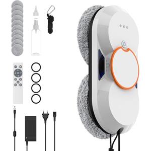 IERAKOR Robot Lavavetri Automatico 5600Pa, Puliscivetri Elettrico con Doppio Spruzzo, Navigazione Intelligente, 3 Modalità, Telecomando, Sensore Bordi, Anticaduta e 8 Panni, per Finestre, Specchi e Piastrelle