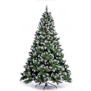 Nataland Albero di Natale Artificiale Verde Innevato Con Pigne, Modello Aspen Altezza 210 Cm, Abete Super Folto con Effetto Realistico e Rami Con Aghi Anticaduta