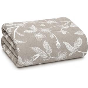 Vionara Home Trapuntino Copriletto Jacquard Double-Face, Matrimoniale 250x250 cm, Imbotittura 80gr/mq, Copriletto Trapuntato Bi-colore (Fioralba - Tortora)
