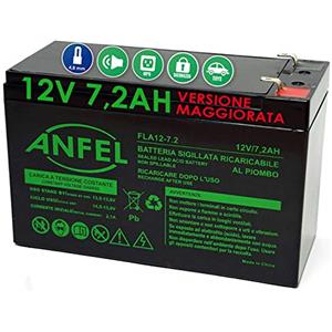 ANFEL Batteria al Piombo Ricaricabile 12V 7AH 7,2AH 20hr per allarmi antifurti ups lampade di Emergenza Giocattoli peg perego 7,2Ah 7,5Ah