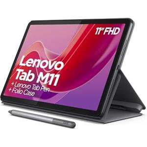 Lenovo Tab M11 Tablet da 11 (MediaTek Helio G88, 8 GB RAM, 128 GB, espandibile fino a 1 TB, 4 altoparlanti, WiFi, Bluetooth, Android 13), grigio luna, con custodia e pennino capacitivo