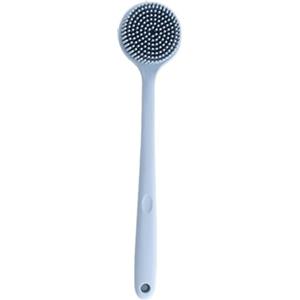 NiuLumea Spazzola da bagno in silicone con manico lungo, doppia faccia per scrub delicato e massaggio per la pulizia della schiena, compatibile con doccia e vasca da bagno (blu)