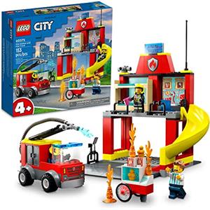 Lego City Caserma dei Vigili del Fuoco e Autopompa 60375, Gioco di Ruolo Caserma dei Vigili del Fuoco con Minifigure dei Vigili del Fuoco, Giocattoli Educativi Veicolari per Bambini Maschi e Femmine