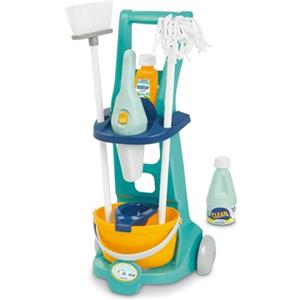 Ecoiffier Carrello Domestico Multicolore con 8 Accessori per Pulizie - Gioco Educativo