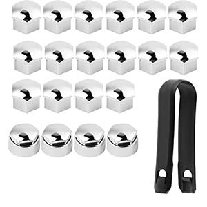 Ejoyous 20 Pezzi Tappo Bulloni Ruota, Tappo Copri Bullone Ruota Universale 17mm Tappo Vite Auto con Strumento di Rimozione Tappo Protezione Bullone Ruota Tappo Dado(d'argento)