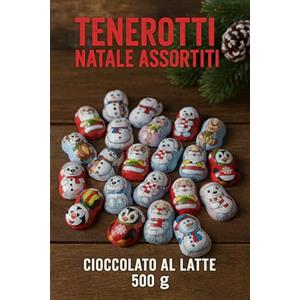 Generico Natale Cioccolatini - Pupazzi di Neve e Babbo Natale di Cioccolato, Cioccolatini al Latte Ripieni di Crema al Latte, Senza Glutine, 500-1000-2000 g (500 grammi)