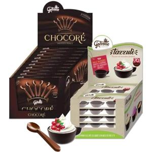 irpot Tazzine e Cucchiaini di cioccolato 70% extra fondente cioccolatini cortesia cioccolata per pausa caffè dolce set Tazzulè + Chocorè (6 Tazzine + 6 Cucchiaini)
