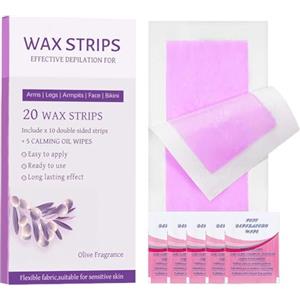 Generisch Strisce depilatorie per il viso - 20 pezzi bikini con 5 salviette per la cura, set di depilazione delicato per ascelle, gambe, braccia, viso e corpo