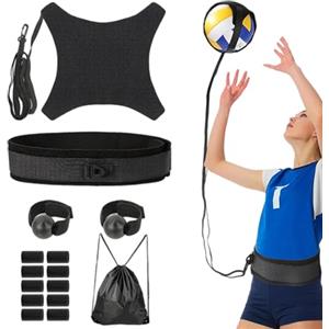 Generisch Supporto per la formazione di pallavolo - Attrezzatura per l'allenamento di pallavolo individuale per l'accettazione, blocco di attacco, cintura regolabile con tasca per pallone, fascia di resistenza