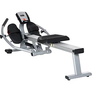 HOMCOM vogatore Professionale Magnetica per Casa a 12 Resistenze per Allenamento con Monitor Digitale e Struttura Scorrevole in Alluminio, Acciaio e ABS, 160x61x50cm, Grigio e Nero